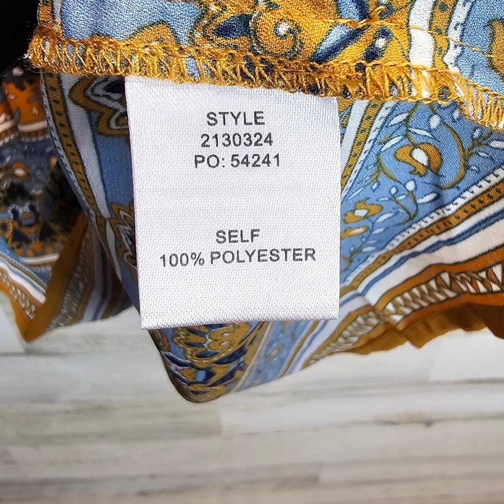 Current Air Boho Folk Floral Ruffle Neck Peasant Blouse Medium Tiered Hem - Picture 14 of 15